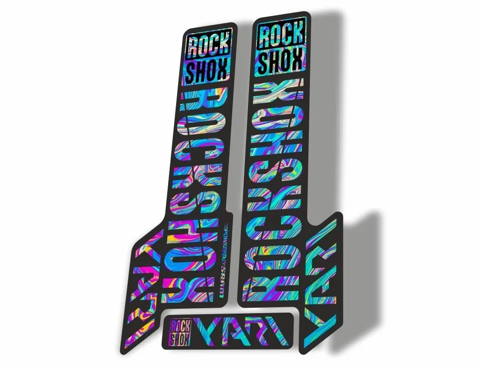 Rock Shox YARI 2018 Fork Decal Mountain Bike Cycling Sticker Adhesive Oil Slick1 - 1