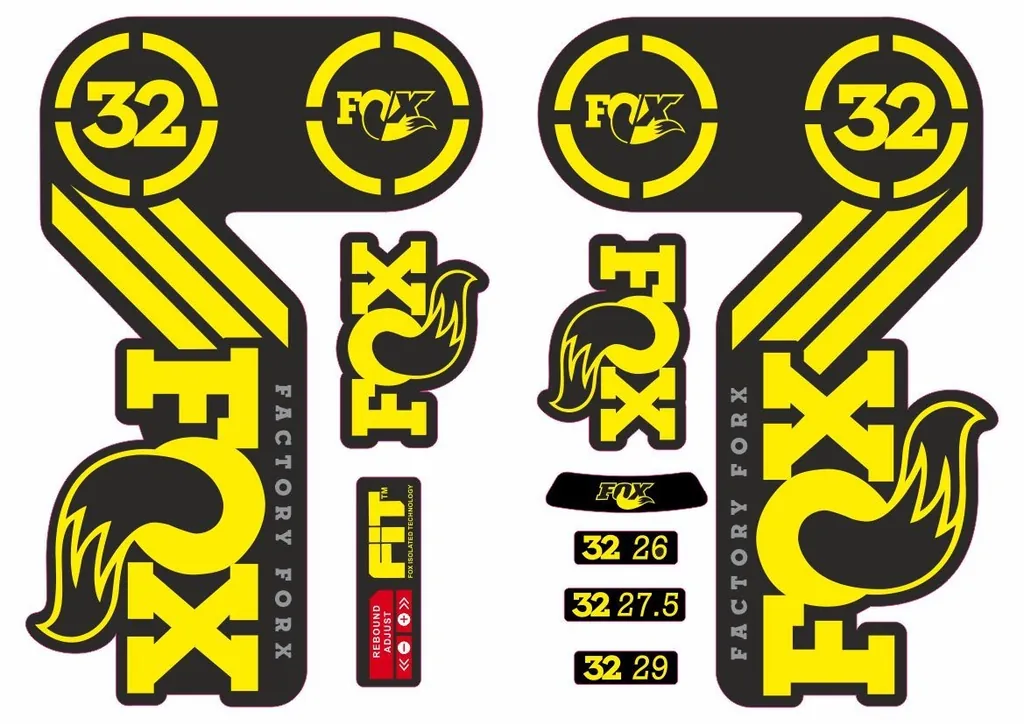 FOX 32 Heritage 2015 Fork Suspension Factory Decal Sticker Adhesive Yellow - 1