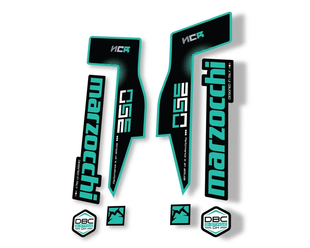 Marzocchi 350 NCR 2018 Fork Suspension Sticker Decal Adhesive Kit Dolphin - 1