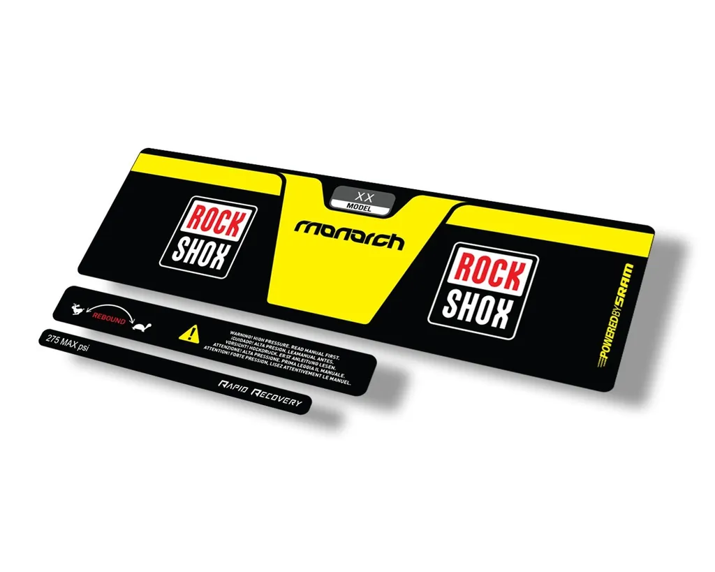 Rock Shox 2014 Monarch XX Rear Shock Decal Sticker Adhesive Set Yellow - 1