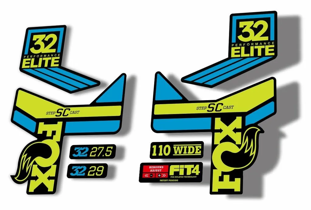 FOX 32 Step Cast SC EP Fork Suspension Factory Decal Stickers Adhesiv Lime Blue - 1