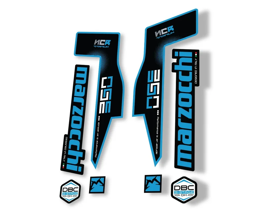 Marzocchi 350 NCR Titanium Fork Suspension Sticker Decal Adhesive Kit Blue - 1
