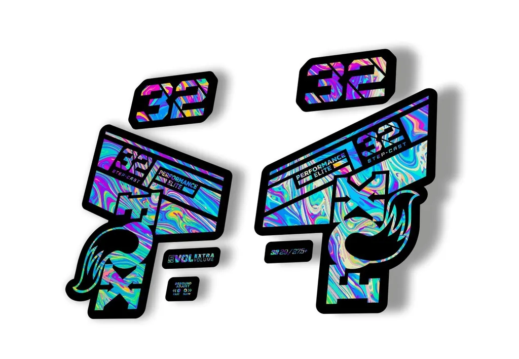 FOX 32 Step Cast Elite 2021 Factory Fork Decals Suspension Sticker Oil Slick1 - 1
