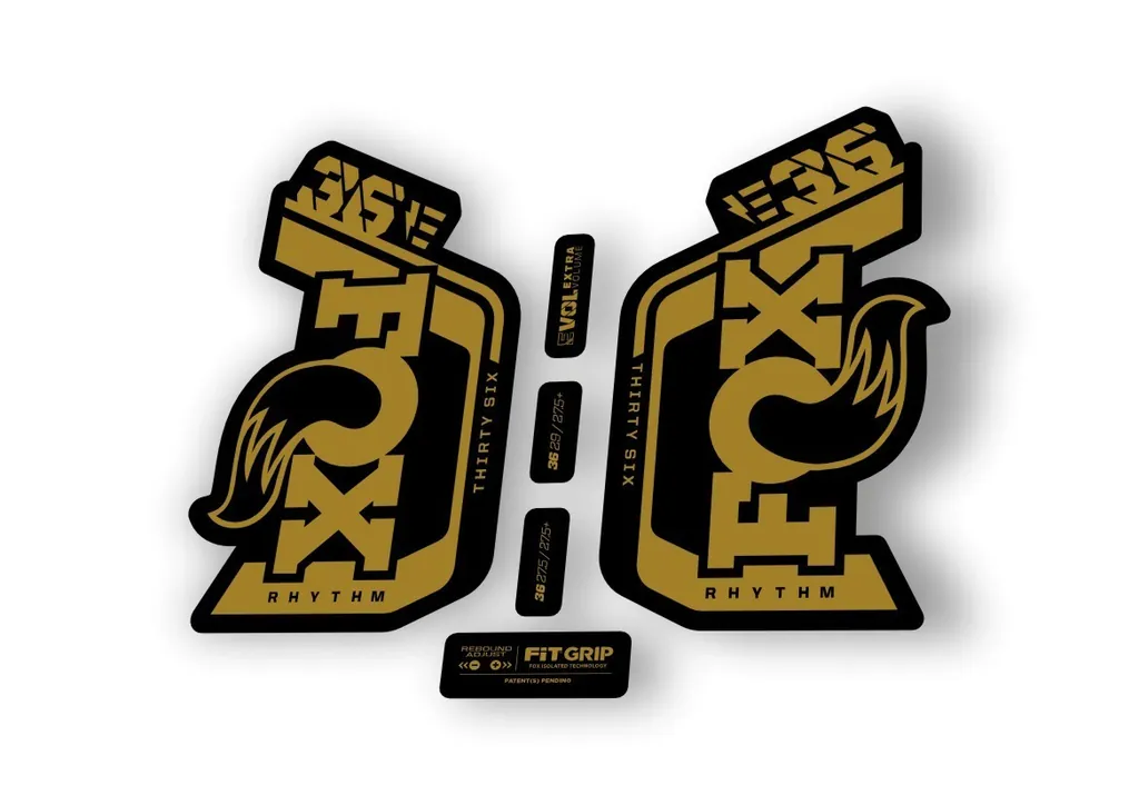 Fox 36 Rhythm E Bike 2024Fork Suspension Factory Decal Sticker Adhesive Gold - 1