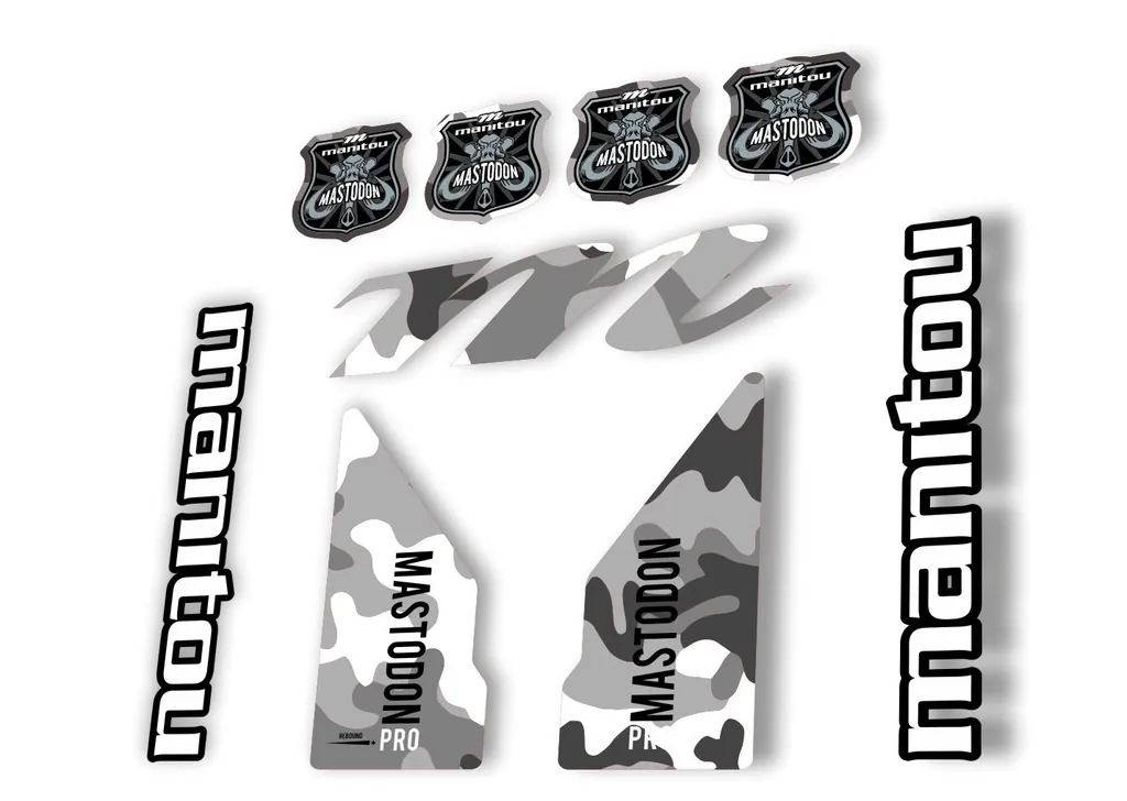 Manitou Mastadon Pro 2017 Fork Suspension Decal Kit Sticker White Camo - 1