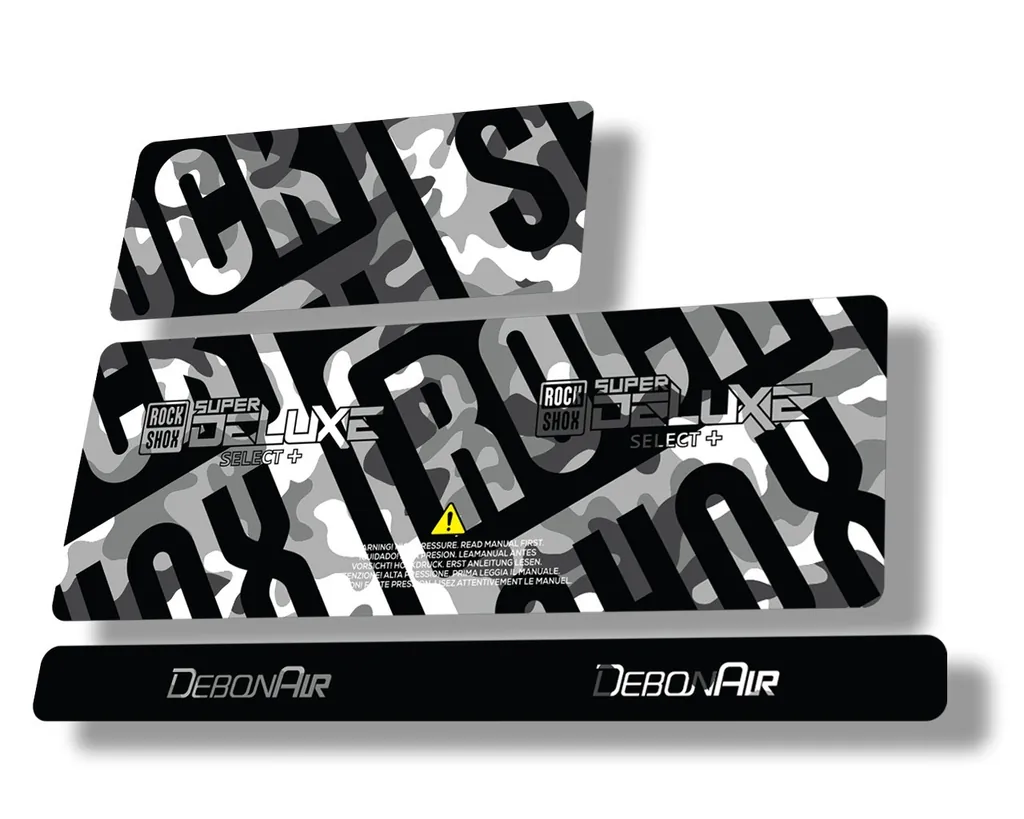 Rock Shox Super Deluxe Select Plus 2020 Rear Shock Decal Sticker Set White Camo - 1
