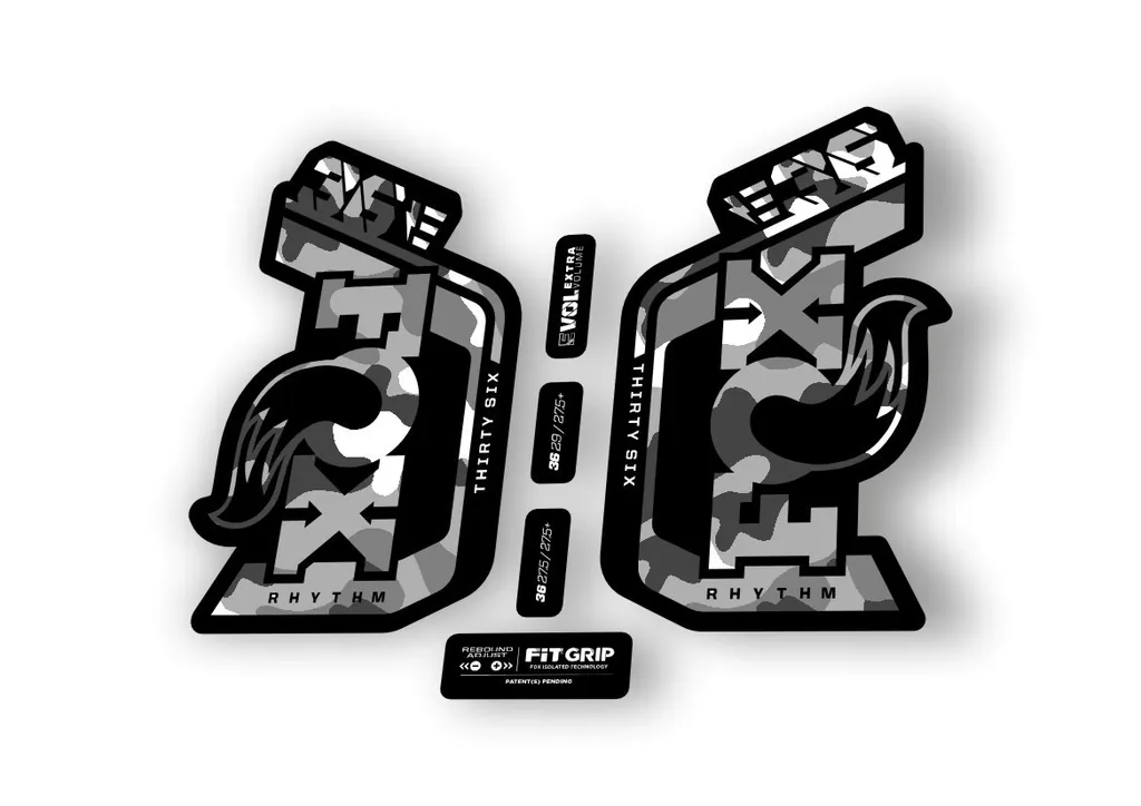 Fox 36 Rhythm E Bike 2024Fork Suspension Factory Decal Sticker White Camo - 1