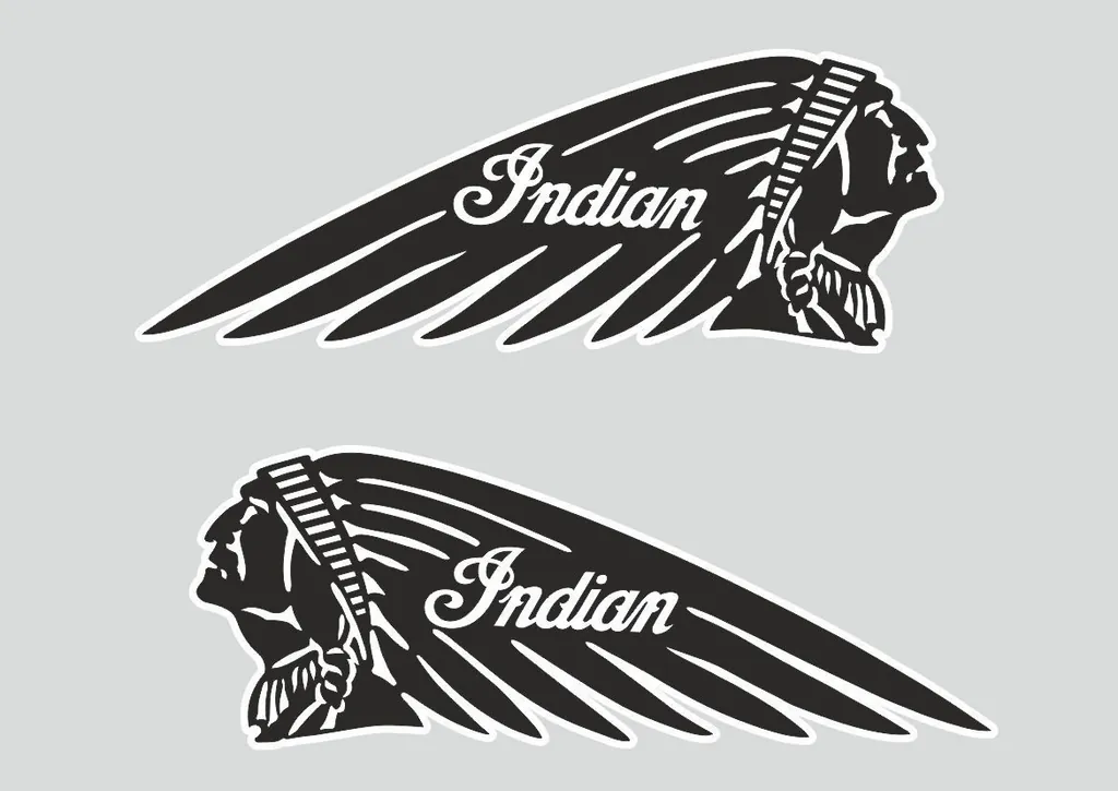 INDIAN WAR BONNET MOTORCYLES Vinyl Decal Adhesive Sticker 8.5" x 3.5 Black 2 Pcs - 1