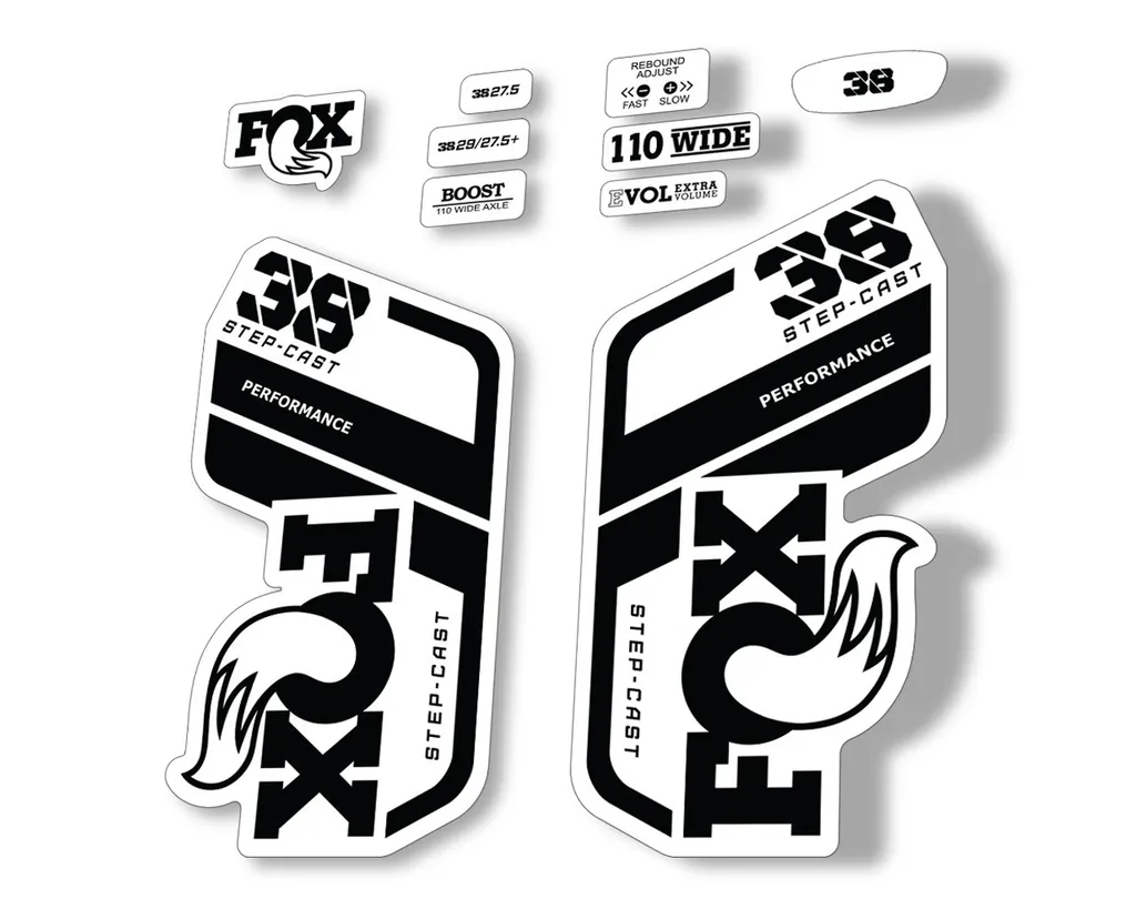 FOX 38 Step Cast SC 2021 Performance Fork Decals Suspension Sticker Black - 1