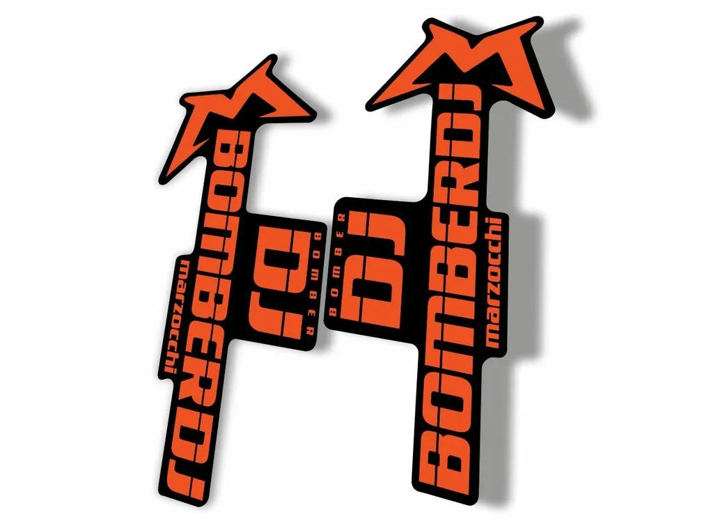 Marzocchi Bomber DJ 2020 Fork Suspension Sticker Decal Kit Adhesive Orange - 1