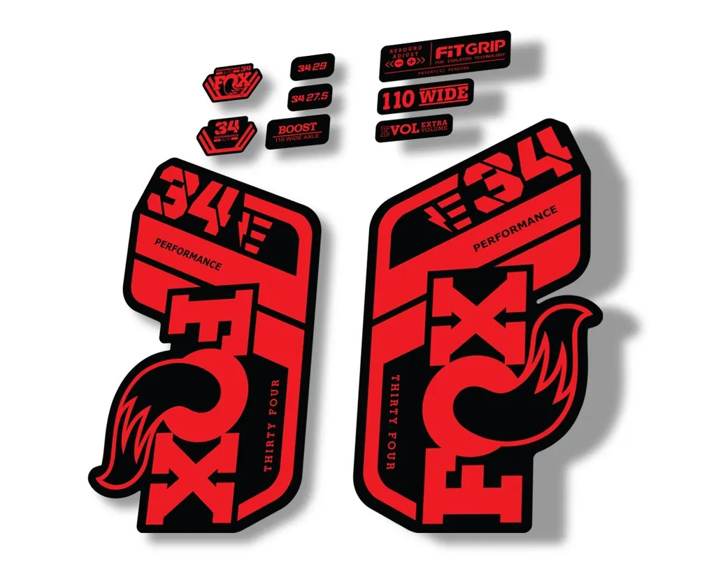 FOX 34 Performance E Bike 2021 Factory Fork Decals Suspension Sticker Red - 1
