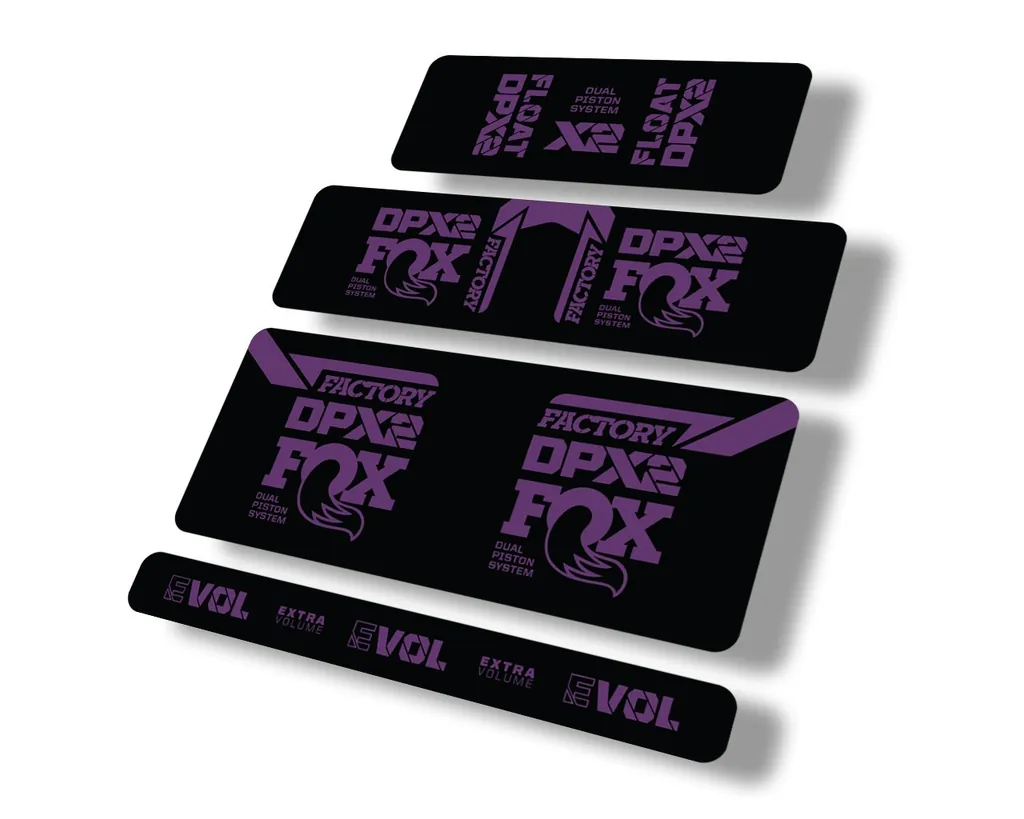 FOX Float DPX2 2021 Rear Shock Suspension Sticker Factory Decal Full Set Purple - 1