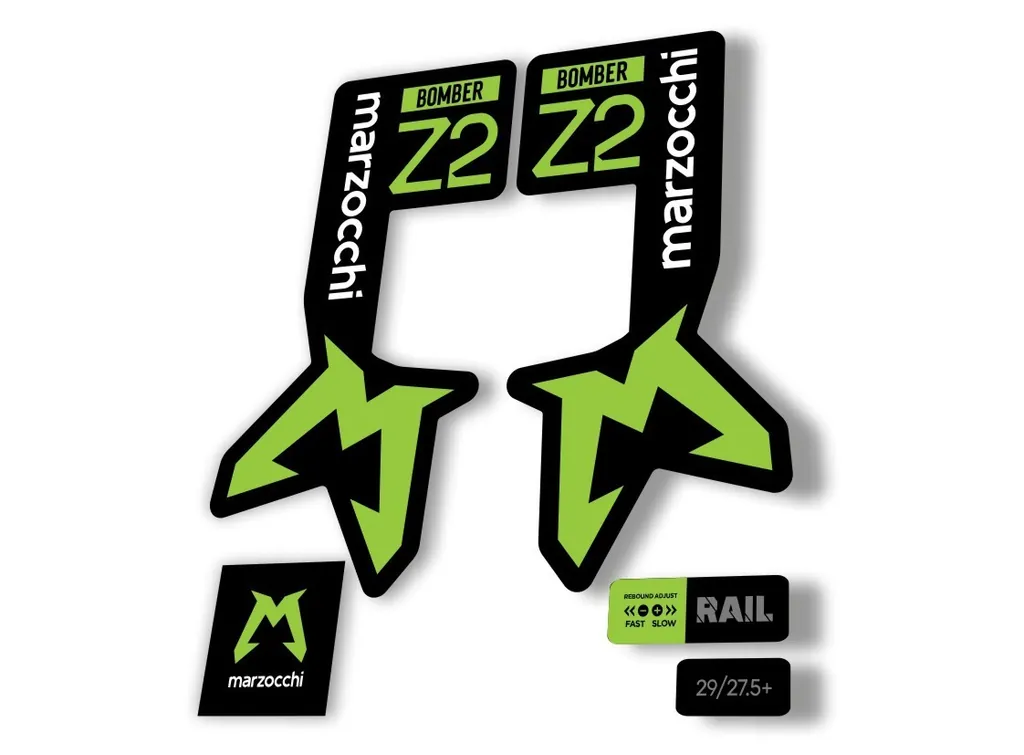 Marzocchi Bomber Z2 2025 Fork Suspension Sticker Decal Kit Adhesive Green - 1