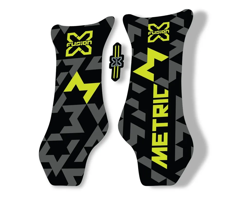 X Fusion Metric 2018 Front Shock Suspension Sticker Factory Decal Lime Green - 1