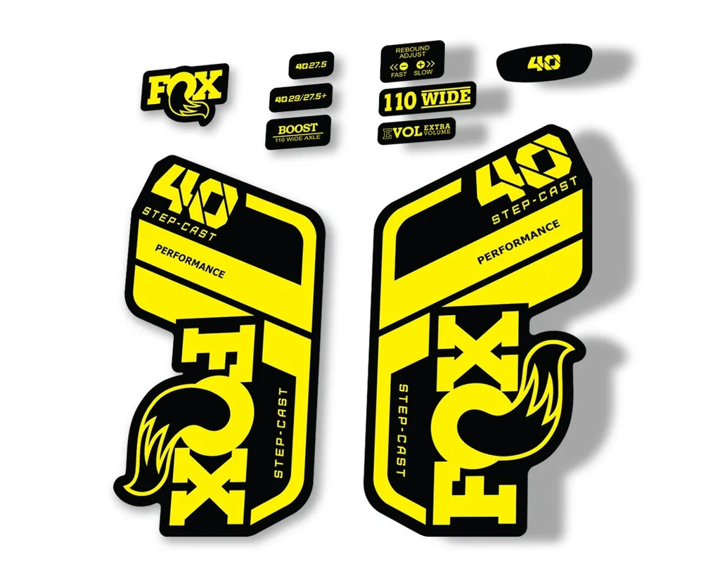 FOX 40 Step Cast SC 2021 Performance Fork Decals Suspension Sticker Yellow - 1