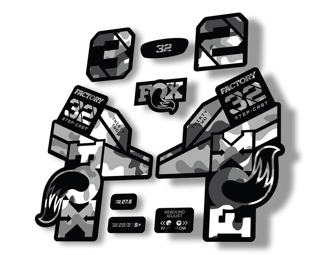 FOX 32 Step Cast 2021 Factory Fork Decals Suspension Sticker White Camo - 1