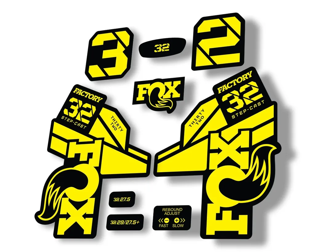 FOX 32 Step Cast 2021 Factory Fork Decals Suspension Sticker Yellow - 1