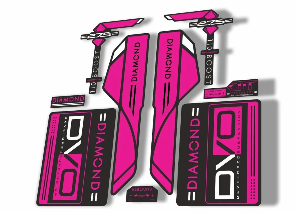 DVO 2017 Diamond Boost 27.5 Fork Suspension Sticker Decal Adhesive Pink - 1