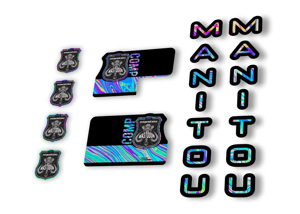 Manitou Mastadon Comp 2020 Fork Suspension Decal Kit Sticker Set Oil Slick 1 - 1