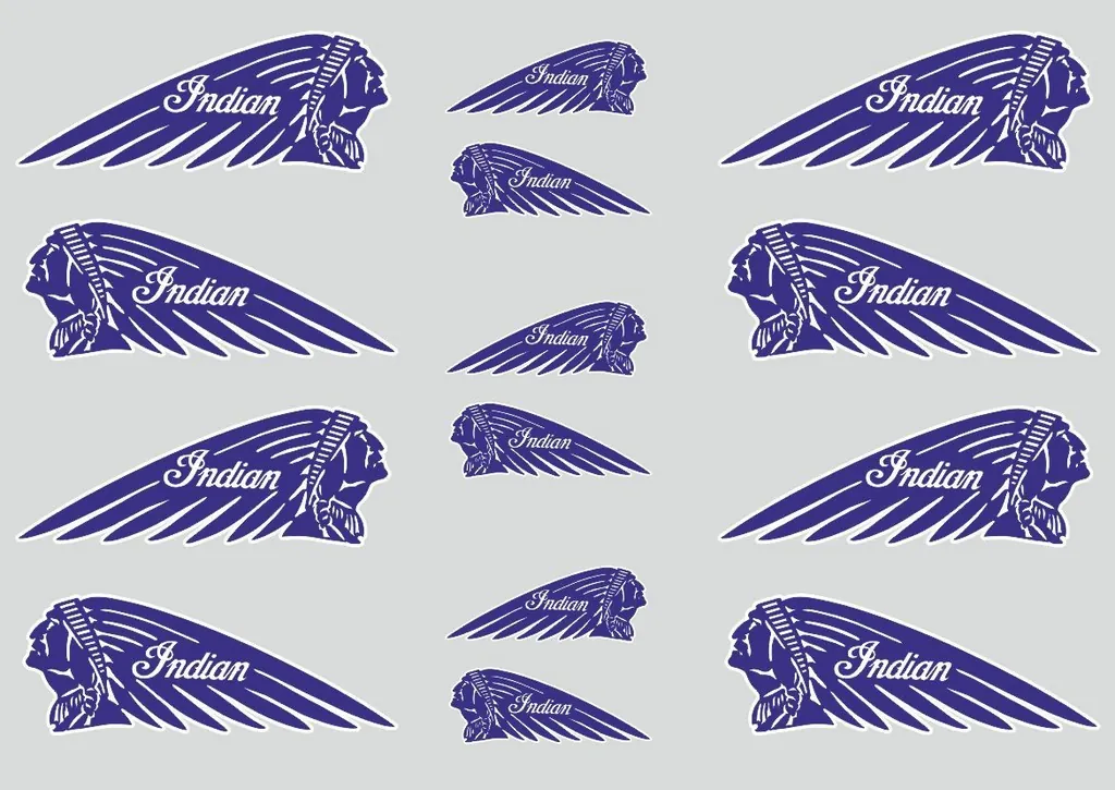 INDIAN WAR BONNET Motorcycle Vinyl Decal Adhesive Helmet Sticker Dark Blue 14Pcs - 1