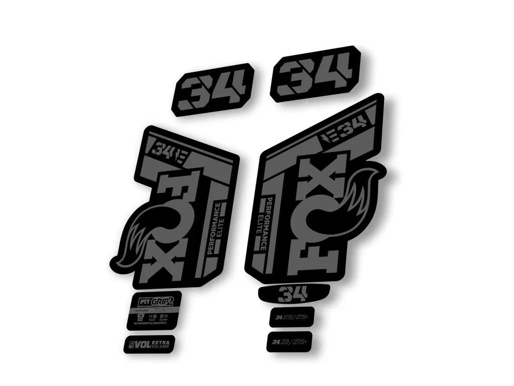 Fox 34 2022 Performance Elite E Bike Fork Decals Suspension Sticker Gray - 1