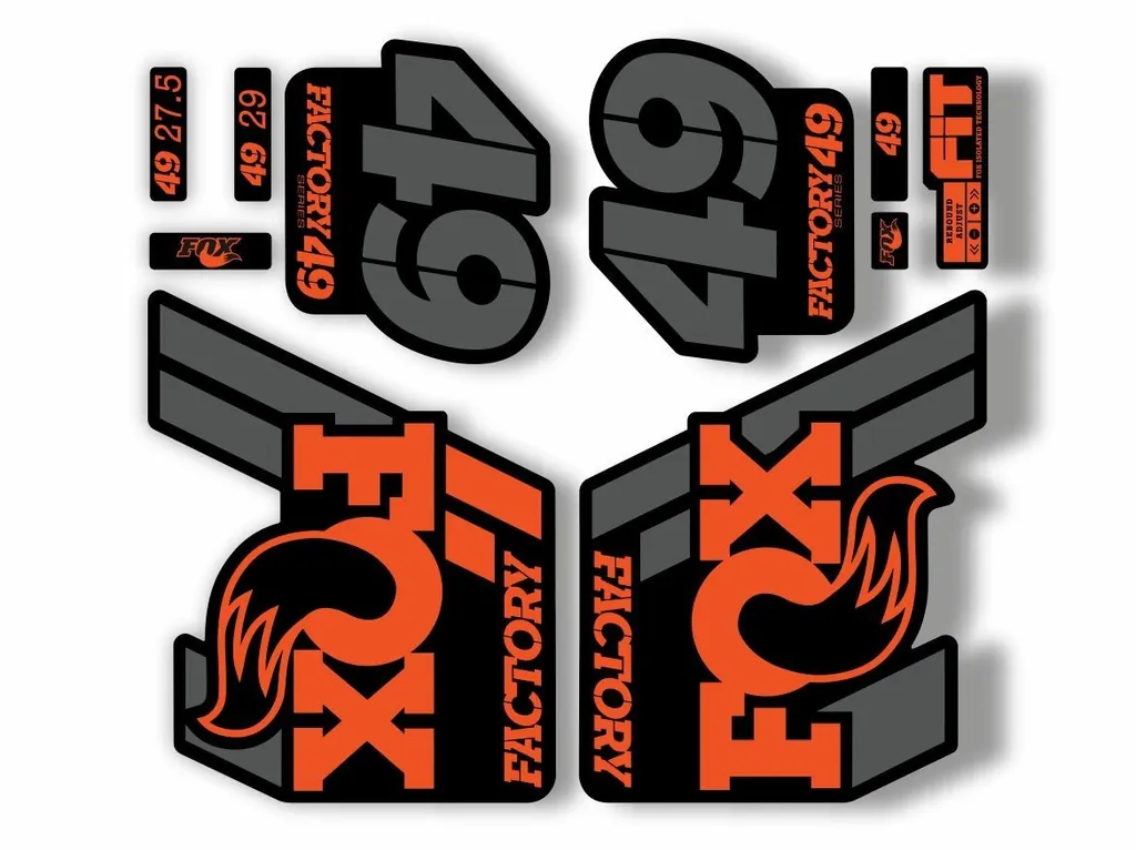 FOX 49 Float 2018-19 Forks Suspension Factory Decal Sticker Adhesive Orange Gray - 1