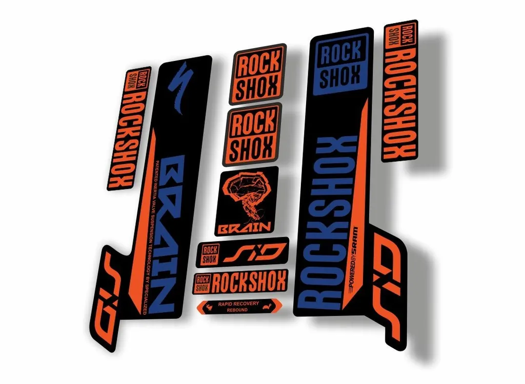 Rock Shox SID Brain 2018 Mountain Bike Cycling Decal Sticker Adhesiv Orange Blue - 1