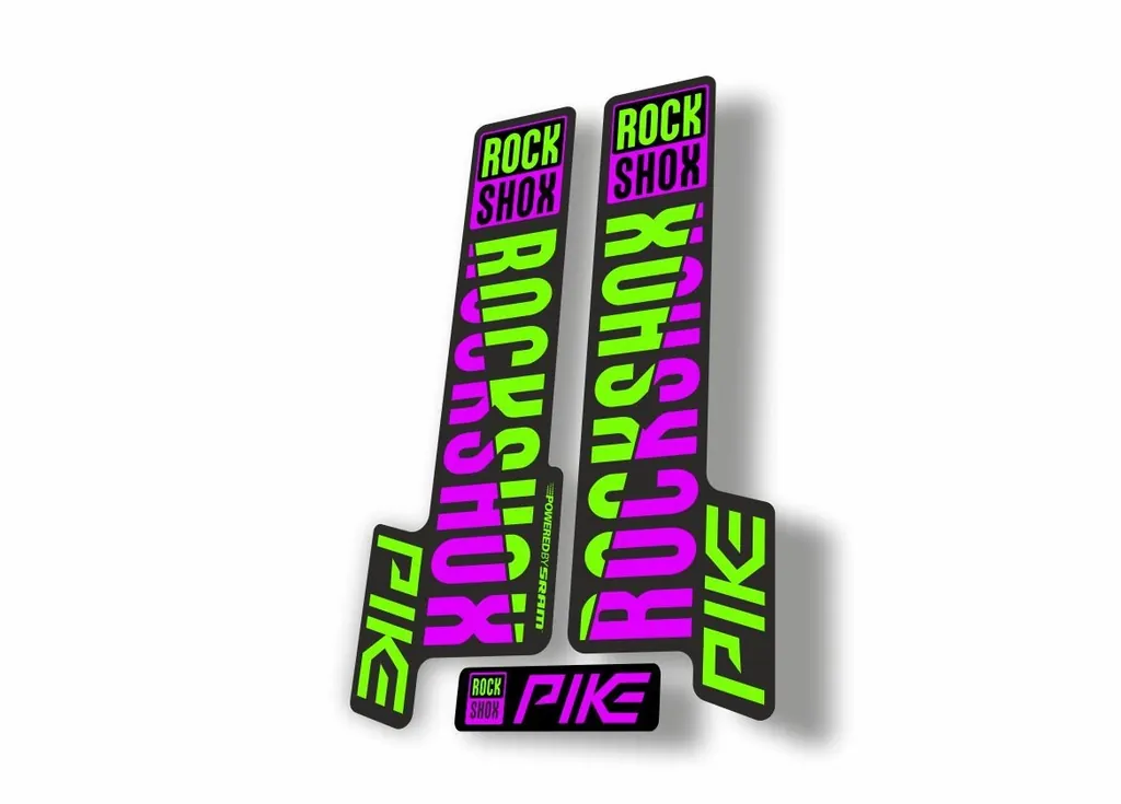 Rock Shox Pike 2018 Mountain Bike Cycling Decal Kit Sticker Adhesiv Purple Green - 1
