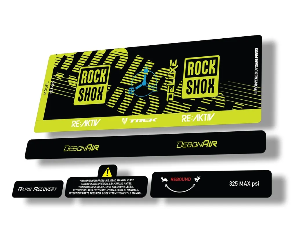 Rock Shox Deluxe RT3 RE AKTIV 2020 Rear Shock Decal Sticker Set Lime Green - 1