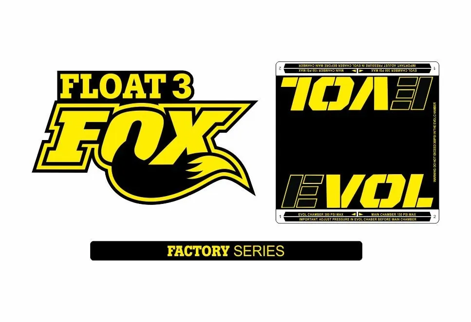 FOX Float 3 EVOL Snow Mobile Rear Shock Sticker Factory Decal Kit Adhesiv Yellow - 1