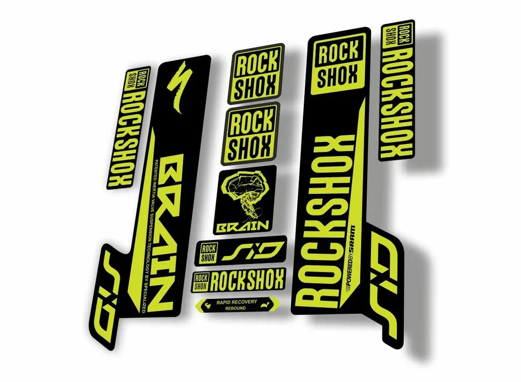 Rock Shox SID Brain 2018 Mountain Bike Cycling Decal Sticker Adhesive Lime Green - 1