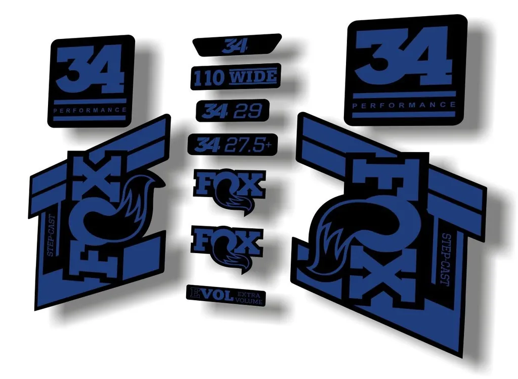 FOX 34 Step Cast SC 2020 Fork Suspension Factory Decal Sticker Set Dark Blue - 1