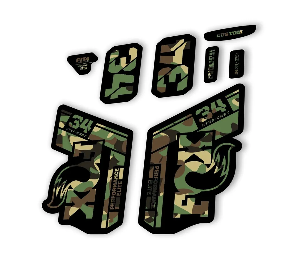 FOX 34 Step Cast Elite 2021 Factory Fork Decals Suspension Sticker Camo - 1