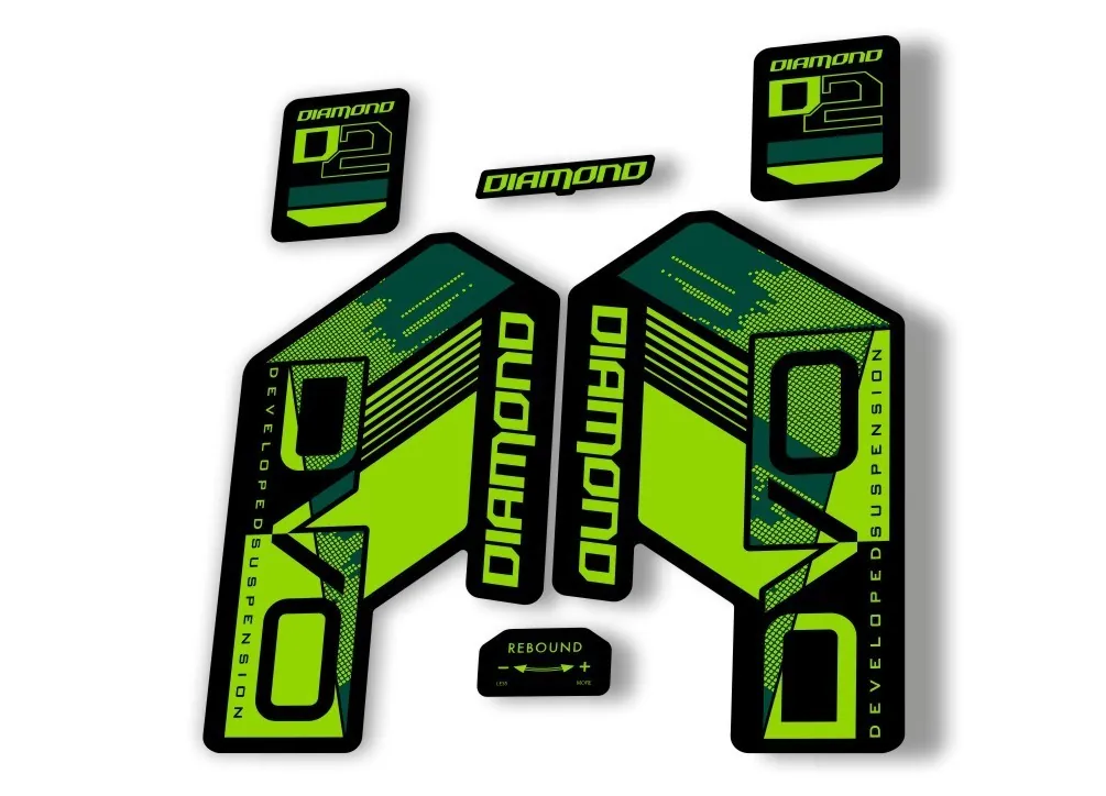DVO Diamond D2 2020 Fork Suspension Sticker Decal Kit Adhesive Green - 1