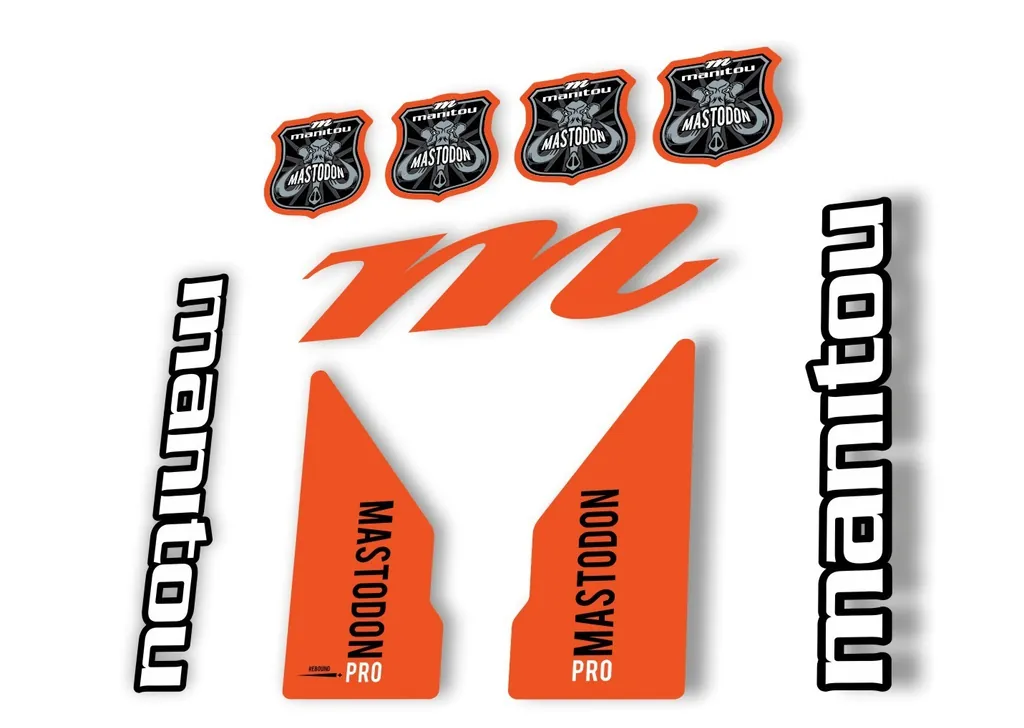 Manitou Mastadon Pro 2017 Fork Suspension Decal Kit Sticker Orange - 1