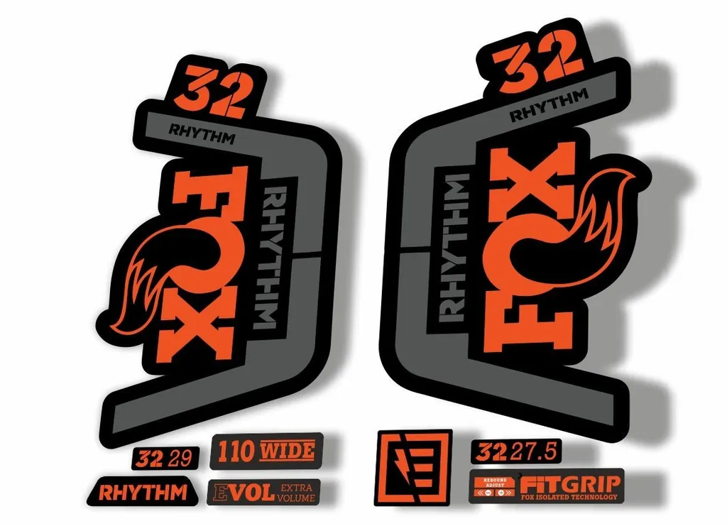 FOX 32 Rhythm 2019 Forks Suspension Factory Decal Sticker Adhesive Orange-Gray - 1