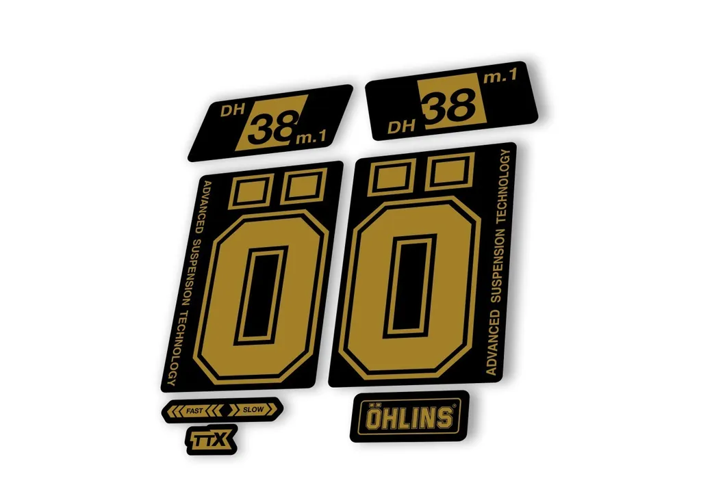 Ohlins DH38 M.1 2022 Fork Decal Mountain Bike Cycling Sticker Adhesive Gold - 1