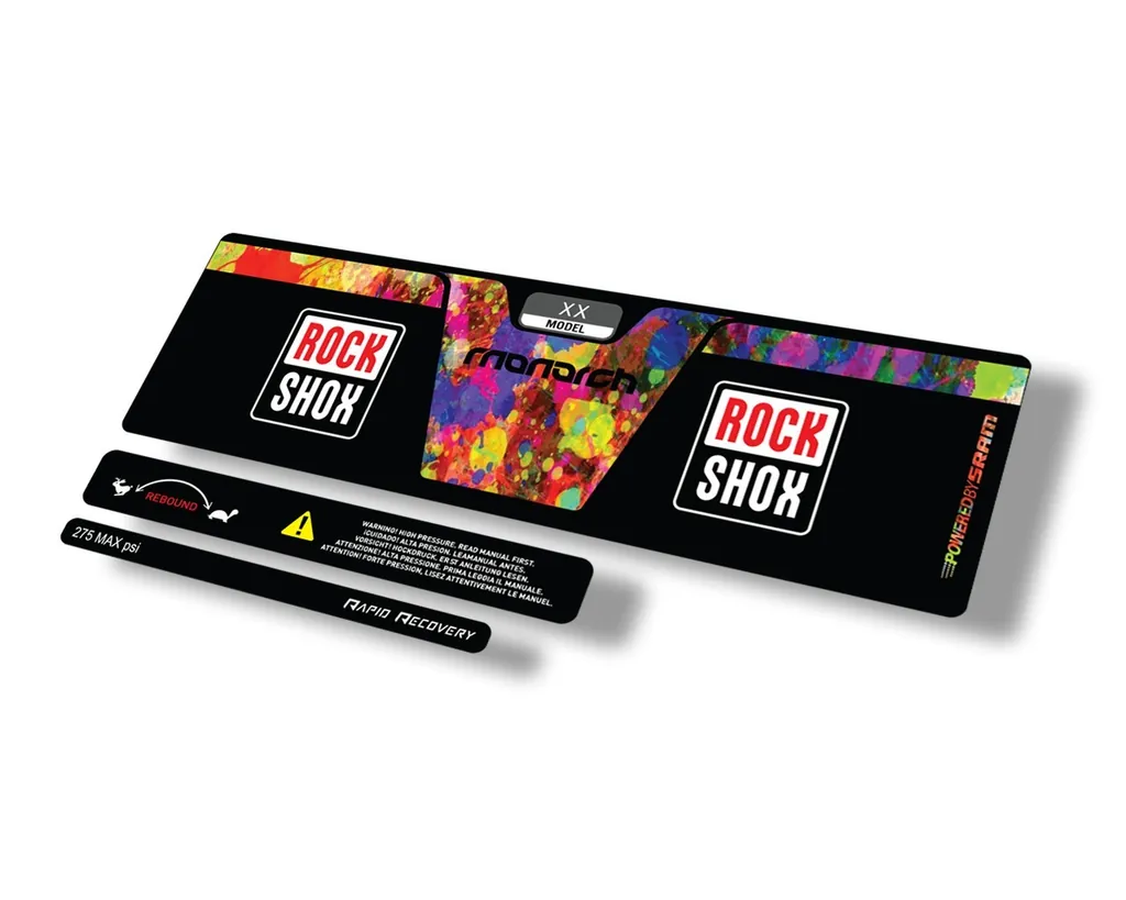 Rock Shox 2014 Monarch XX Rear Shock Decal Sticker Adhesive Set Oil Slick - 1