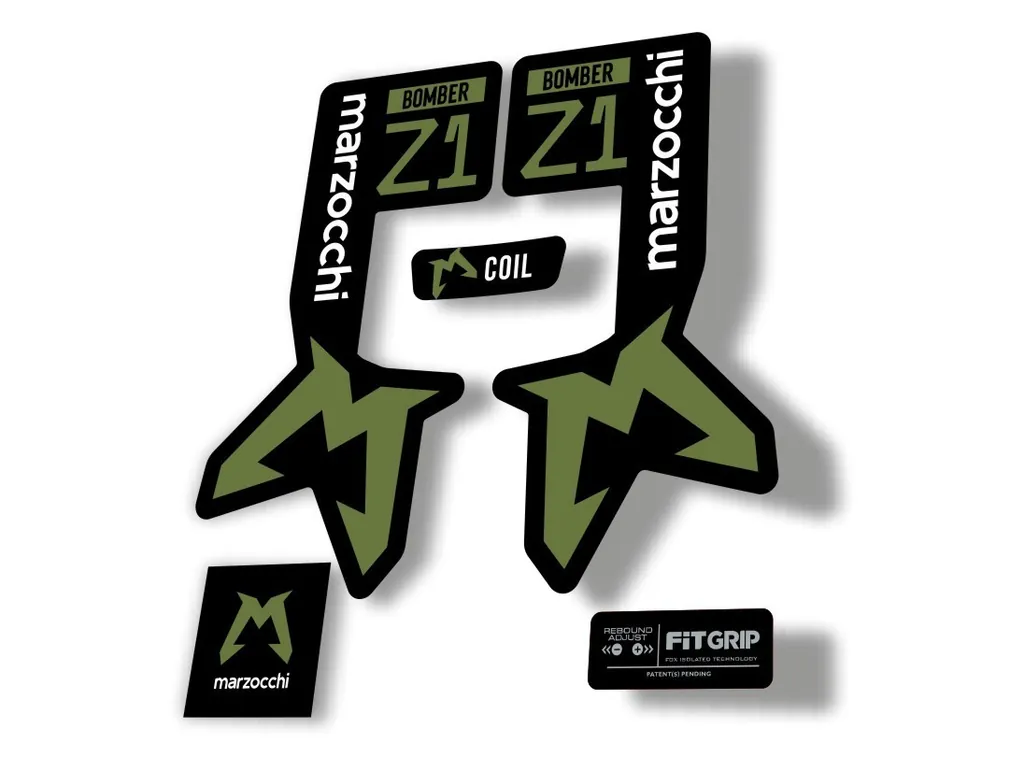 Marzocchi Bomber Z1 2025 2025 Fork Suspension Sticker Decal Kit Adhesive Olive - 1