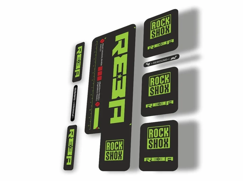 Rock Shox REBA 2009 Fork Decal Kit Mountain Bike Cycling Sticker Adhesive Green - 1