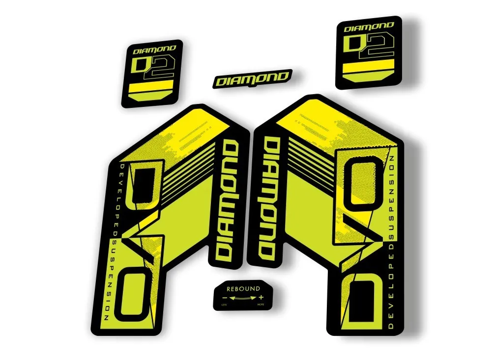 DVO Diamond D2 2020 Fork Suspension Sticker Decal Kit Adhesive Lime Green - 1