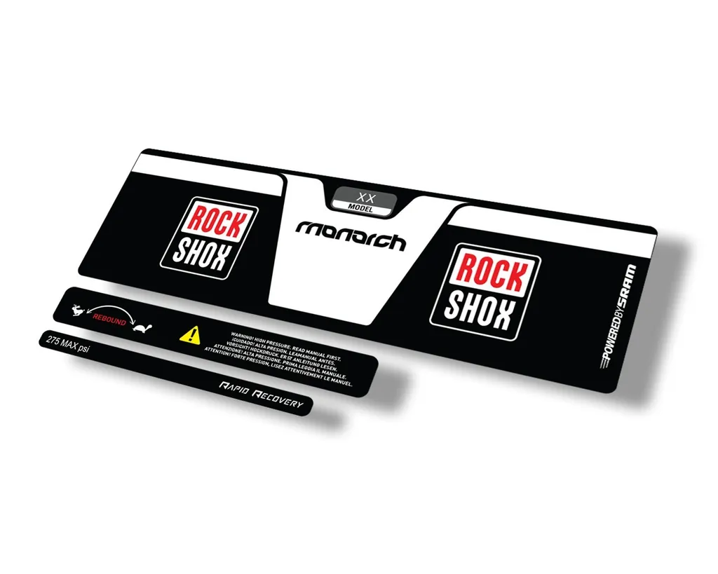 Rock Shox 2014 Monarch XX Rear Shock Decal Sticker Adhesive Set White - 1