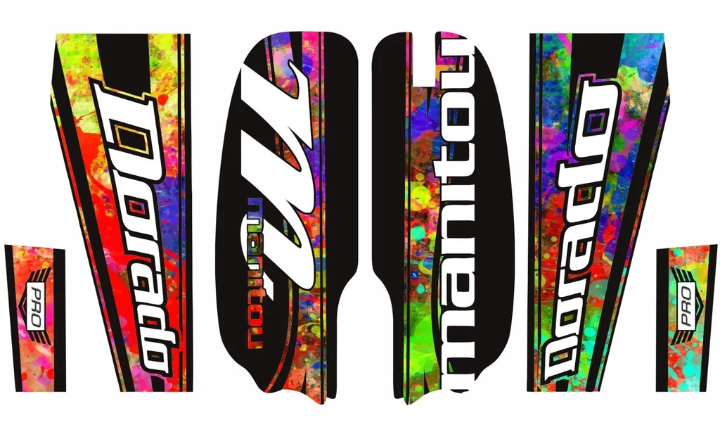 Manitou Dorado Pro Fork Suspension Graphic Decal Kit Sticker Set Oil Slick - 1