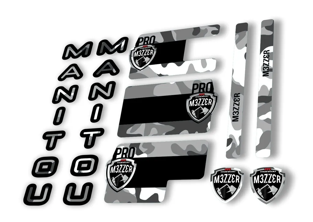 Manitou Mezzer Pro 2020 Fork Suspension Decal Kit Sticker Set White Camo - 1