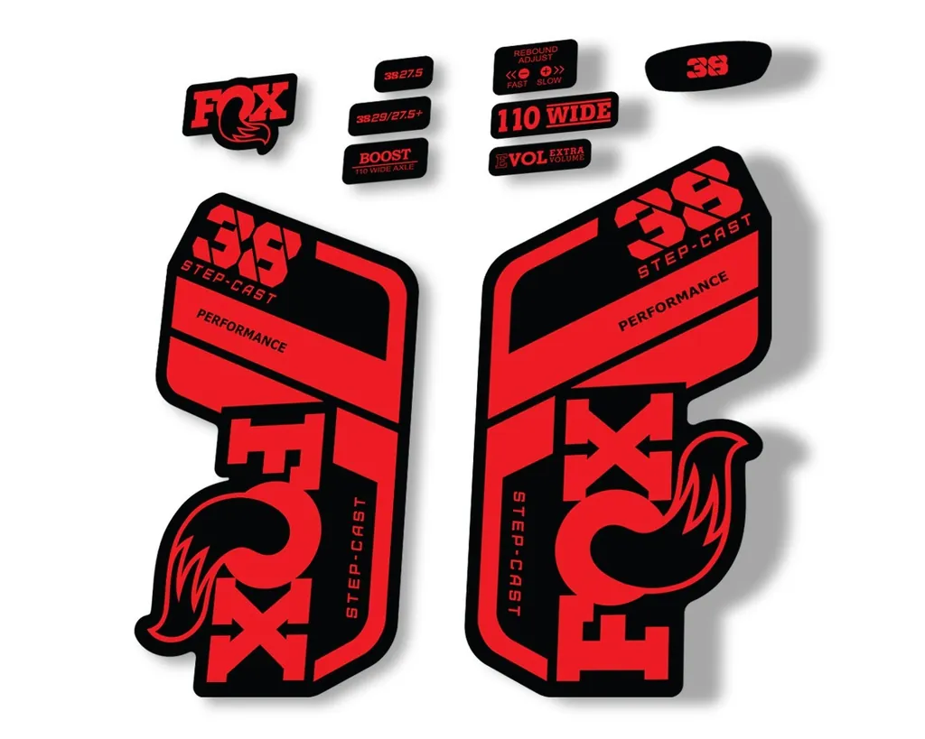 FOX 38 Step Cast SC 2021 Performance Fork Decals Suspension Sticker Red - 1