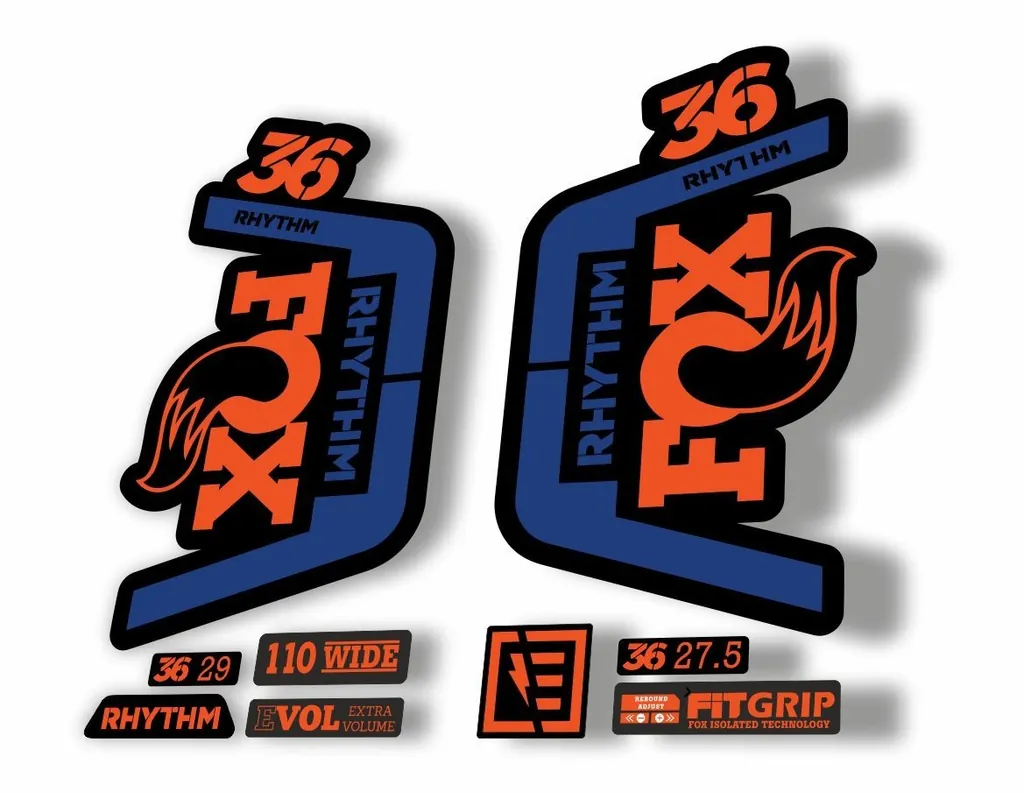 FOX 36 Rhythm 2019 Forks Suspension Factory Decal Sticker Adhesive Orange Blue - 1