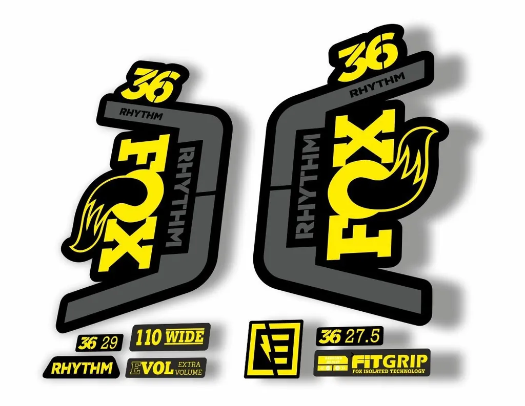 FOX 36 Rhythm 2019 Forks Suspension Factory Decal Sticker Adhesive Yellow Gray - 1