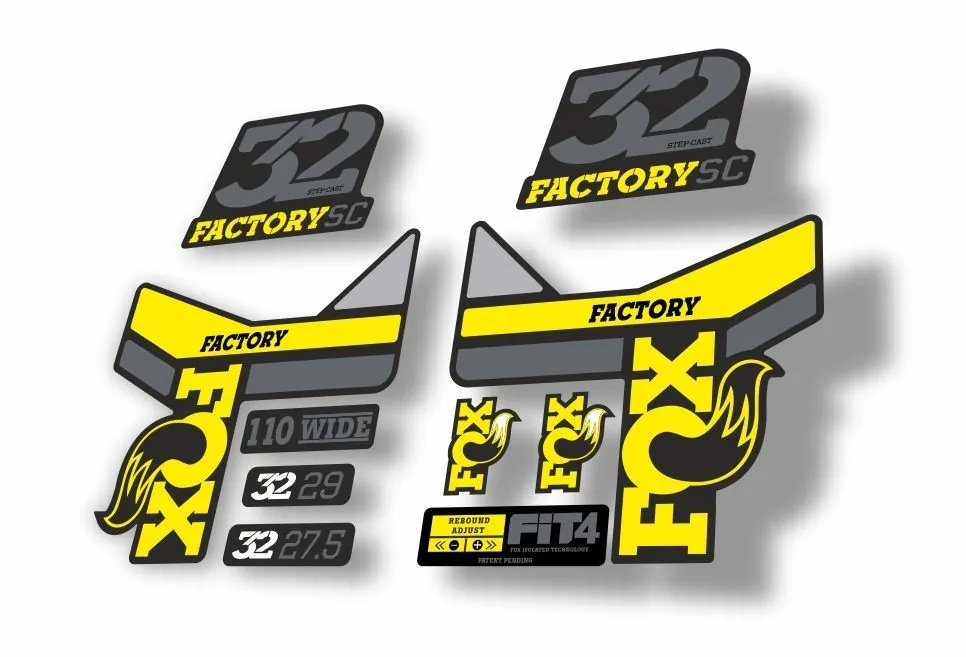 FOX 32 Step Cast SC Fork Suspension Factory Decal Sticker Yellow Gray - 1