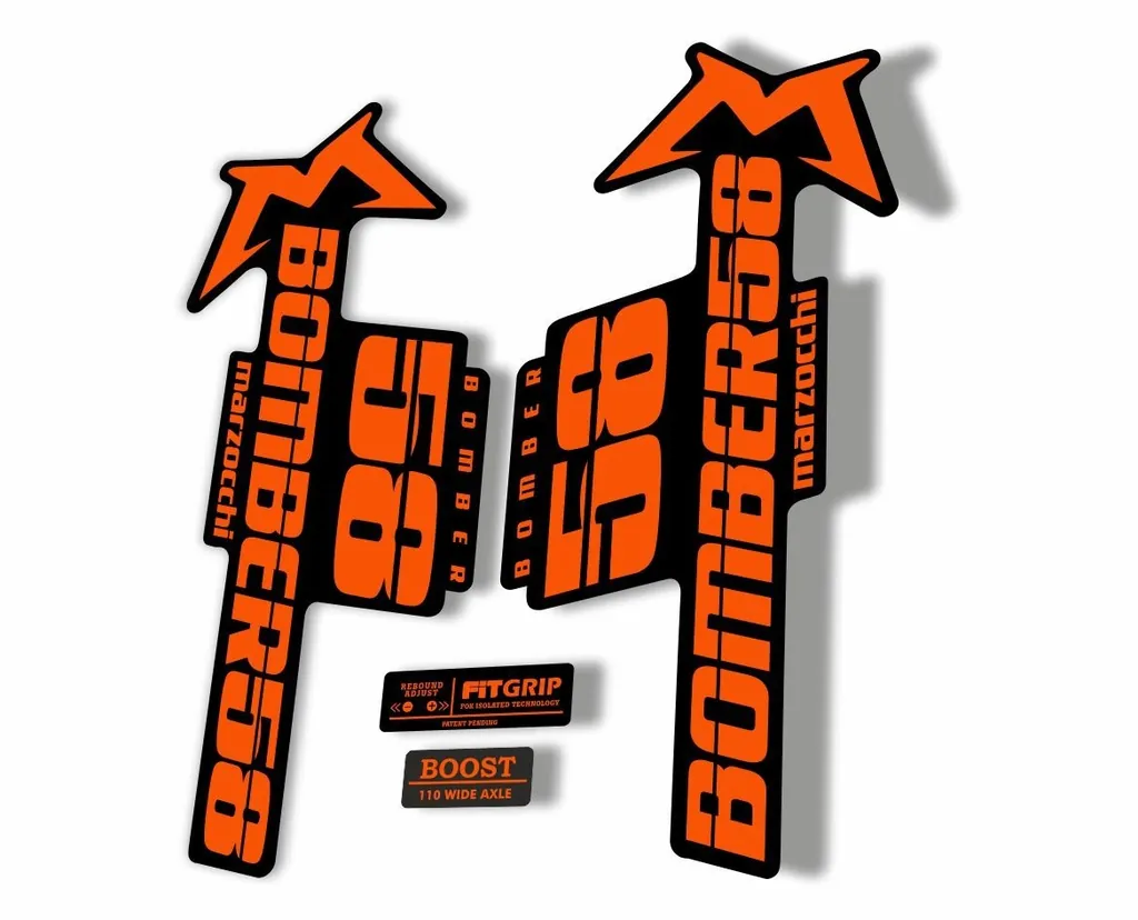 Marzocchi Bomber 58 2018 Fork Suspension Sticker Decal Kit Adhesive Orange - 1