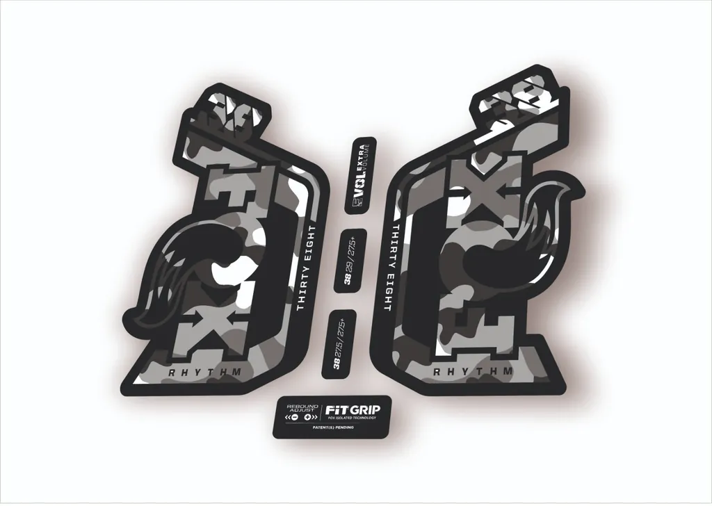 Fox 38 Rhythm 2024 Fork Suspension Factory Decal Sticker Adhesive White Camo - 1